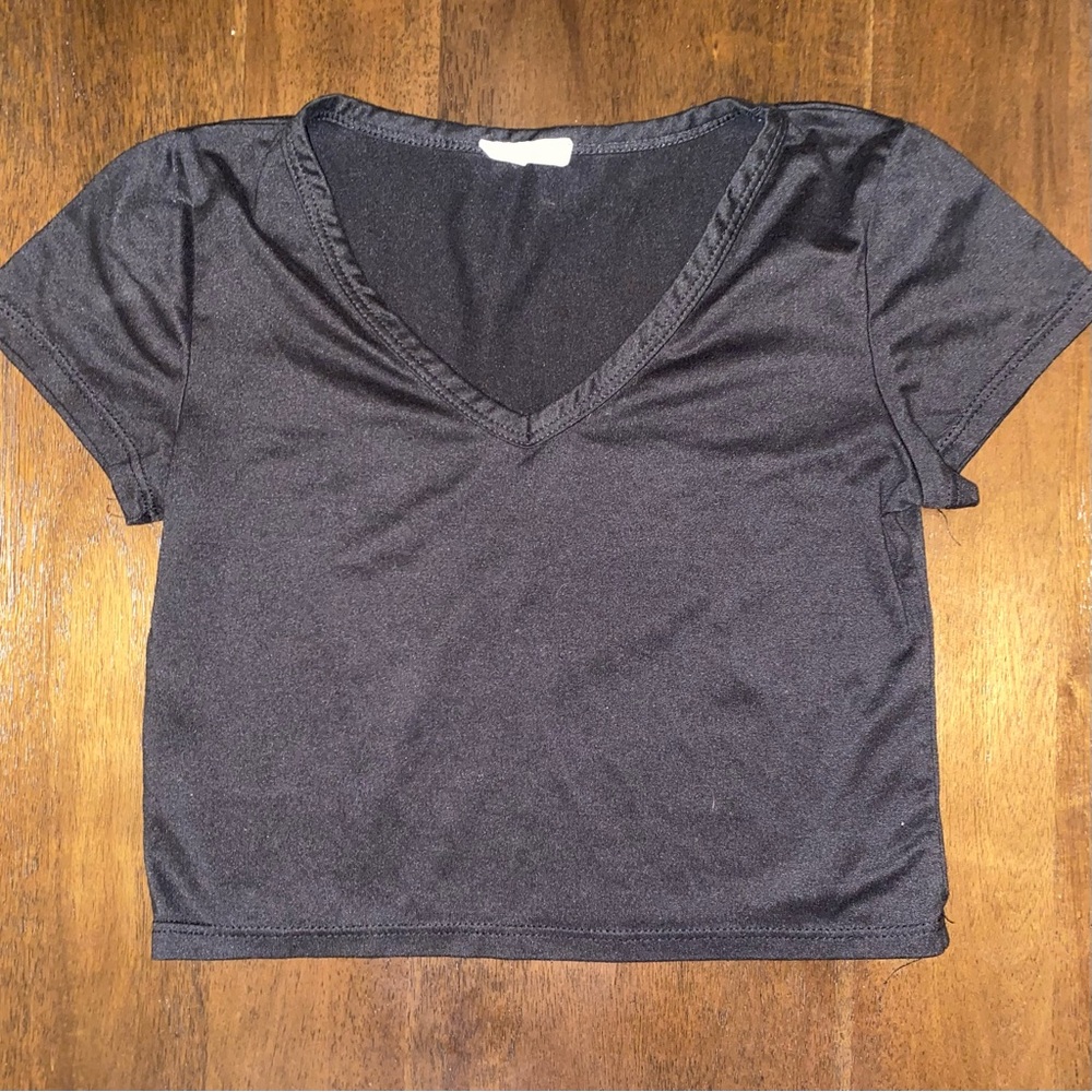 Black V-Neck Women's Top